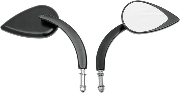 Drag Specialties - 06400389 - Mirror - Side View - Teardrop - Black - Curved/Long Stem - Each