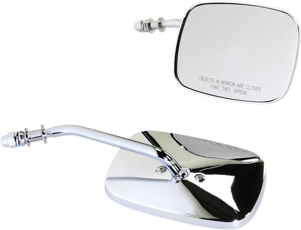 Drag Specialties - 06400980 - Mirrors - OEM - Side View - Rectangle - Chrome - Short - Pair