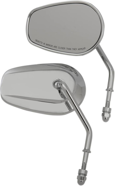 Drag Specialties - 06401307 - Mirrors - OEM/Replacement - Side View - Teardrop - Short Stem - Chrome - Pair