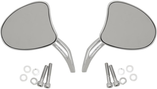 Drag Specialties - 06401097 - Mirrors - Side View - Tapered - Chrome - Short Stem - Pair