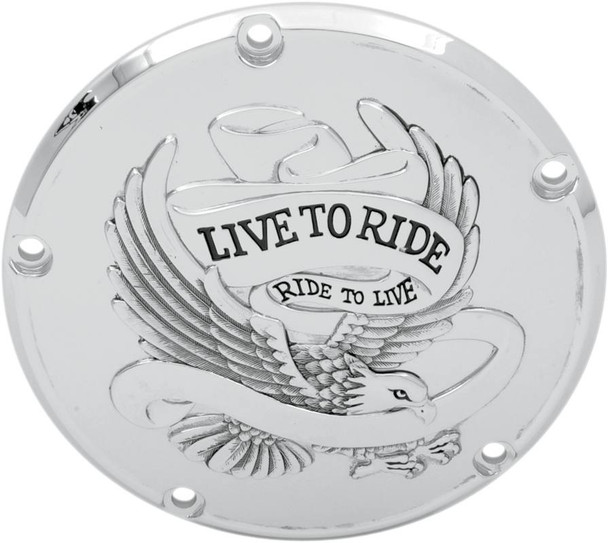 Drag Specialties - 11070157 - Live to Ride Derby Cover - 5-Hole - Chrome