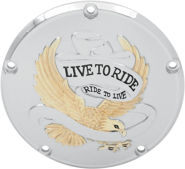 Drag Specialties - 11070158 - Live to Ride Derby Cover - 5-Hole - Gold