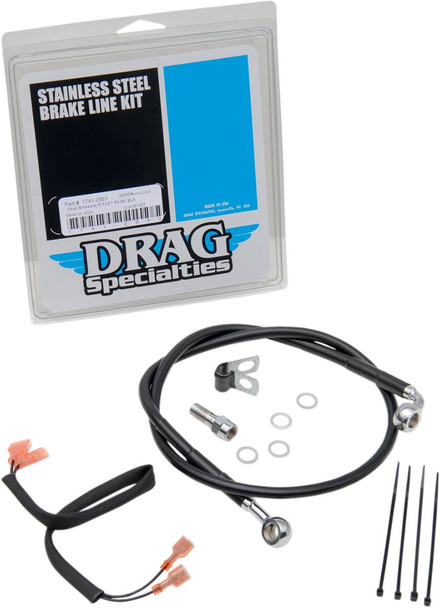 Drag Specialties - 17412953 - Brake Line - Rear - Black