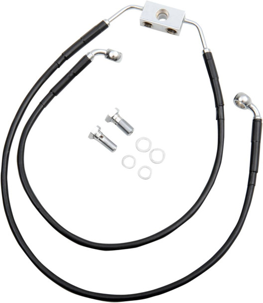 Drag Specialties - 17413844 - Brake Line - Front - Black - +10" - FXDWG '12-'17