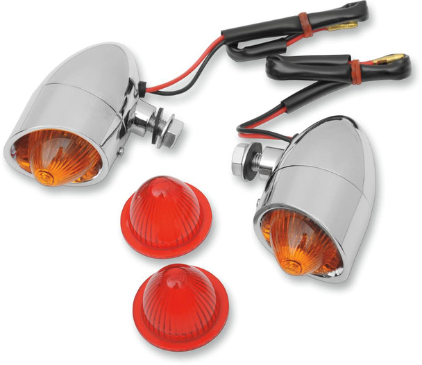 Drag Specialties - 20400533 - Mini Retro-Style Marker Light Kit - Amber/Red