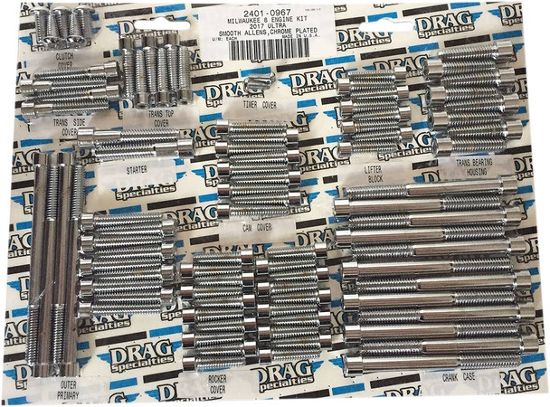 Drag Specialties - 24010967 - Bolt Kit - Engine - Allen - Chrome - Smooth - M8