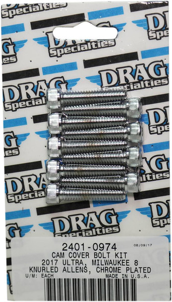 Drag Specialties - 24010974 - Bolt Kit - Camshaft Cover - Chrome - Knurled - M8 Drag Specialties - 24010974 - Bolt Kit - Camshaft Cover - Chrome - Knurled - M8