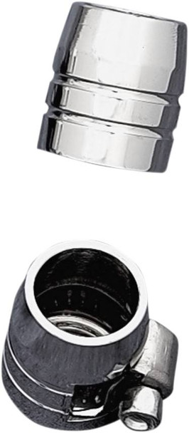 Drag Specialties - DS096609 - Grooved Hose Ends with Clamp - Chrome - 1/4"