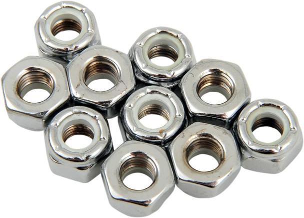 Drag Specialties - DS190525 - Nuts - Nylon - Chrome - 1/4"-28