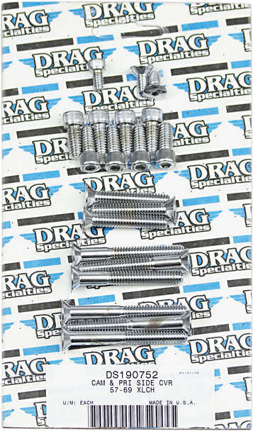 Drag Specialties - DS190752 - Bolt Kit - Primary Side Cover/Cam Cover - Knurled - '58-'69 Sportster