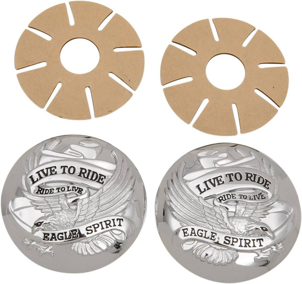 Drag Specialties - DS390126 - "Live to Ride" Gas Cap Covers - Chrome