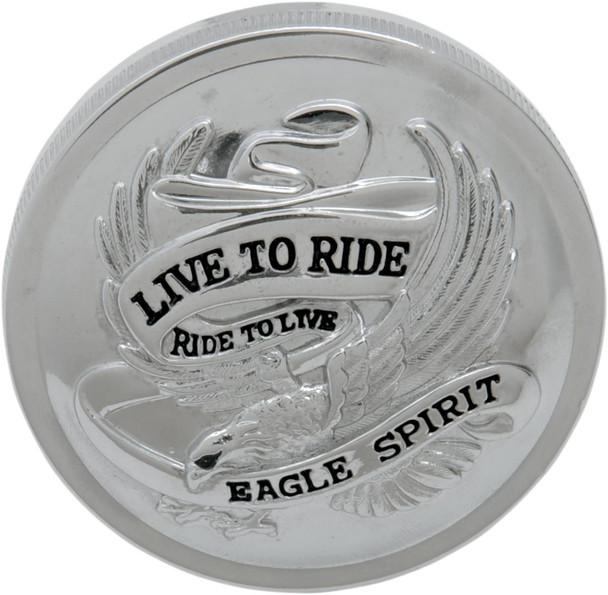 Drag Specialties - DS390137 - "Live to Ride" Gas Cap - Non-Vented - Chrome