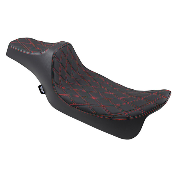 Drag Specialties - Red Stitched Double Diamond Extended Reach Predator III Seat fits '08-'24 Touring Models (Except '23 FLHXSE/FLTRXSE) (Open Box)