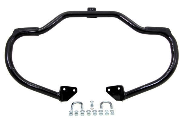V-Twin - 51-0872 - Black Front Engine Bar with Footpeg Pads - Fits 2006-2017 Harley-Davidson FXD (with mid or forward controls), 2006-2017 FXDWG (with mid or forward controls)