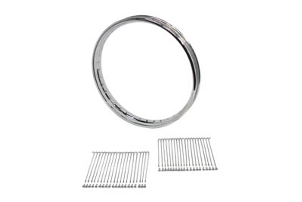 V-Twin - 52-0302 - 21 inch X 1.85 inch Wheel Rim and Spoke Kit Chrome Steel
