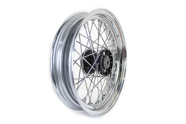 V-Twin - 52-0453 - 16 inch x 3.00 inch KH Type Star Hub Wheel Black - Fits 1948-1966 Harley-Davidson FL