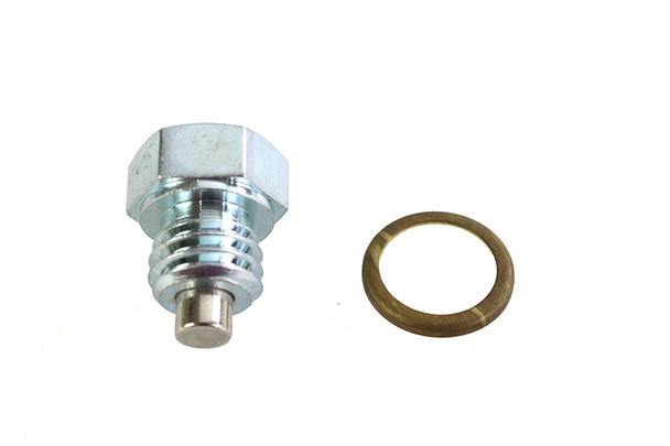 V-Twin - 8491-1T - Magnetic Drain Plug with Brass Gasket - Fits 1941-1985 Harley-Davidson FL