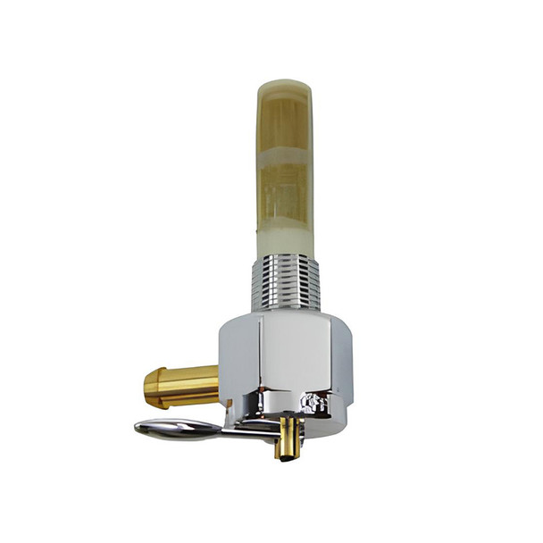 V-Twin Harley Sifton Hex Petcock Left Hand Outlet 3/8" NPT - Chrome