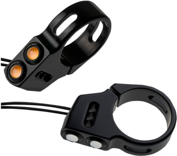  Joker Machine - Dual Rat Eye LED Turn Signals - Fork Mount - Black or Chrome 