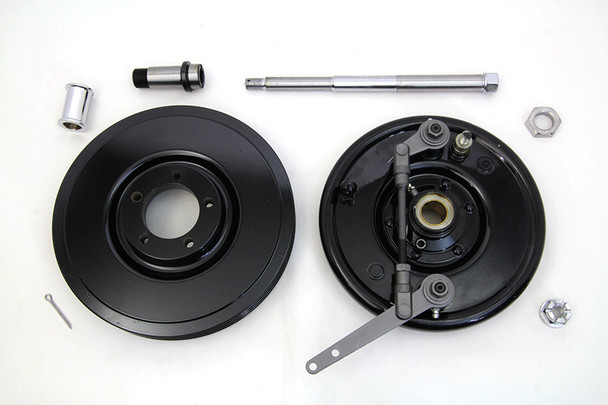 V-Twin - 22-0774 - Dual Cam Brake Backing Plate and Brake Drum Kit Black