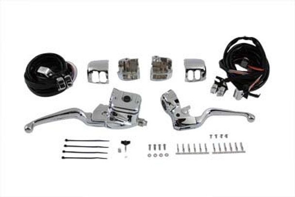 V-Twin - 22-0817 - Smooth Contour Handlebar Control Kit Chrome