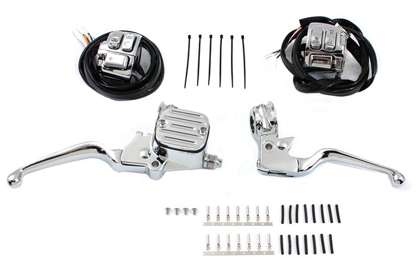 V-Twin - 22-0894 - Chrome Handlebar Control Kit - Fits 2007-2011 Harley-Davidson FLST, FXST