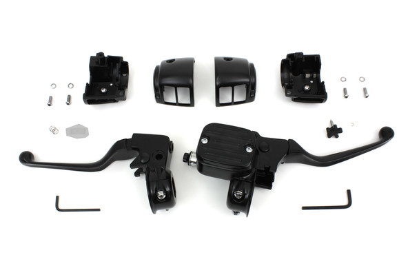 V-Twin - 22-1166 - Contour Style Handlebar Control Kit Black - Fits 1996-2006 Harley-Davidson FXST, 1996-2003 XL, 1996-2006 FLST, FLT, FXDWG, FXD