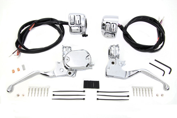 V-Twin - 22-1524 - Handlebar Control Kit with Switches Chrome - Fits 2007-2013 Harley-Davidson XL