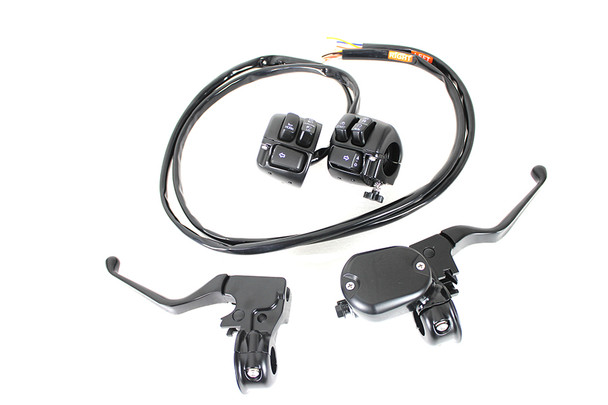 V-Twin - 22-1525 - Handlebar Control Kit with Switches Black V-Twin - 22-1525 - Handlebar Control Kit with Switches Black