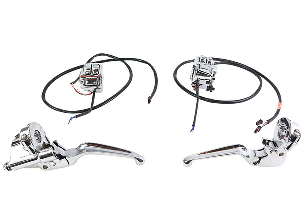 V-Twin - 22-1838 - Handlebar Control Kit Chrome - Fits 2012-2017 Harley-Davidson FXD, 2011-2014 FLS, 2011-2013 FXCW, FXCWC, 2011-2014 FLST, FXS