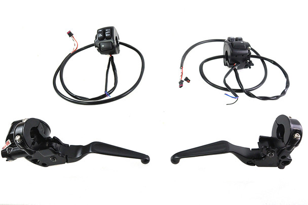V-Twin - 22-1843 - Handlebar Control Kit Black - Fits 2014-2020 Harley-Davidson XL