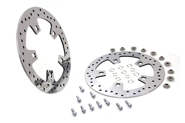 V-Twin - 23-0079 - 11.8 inch Drilled Front Brake Disc Set Mirror Polished Stain