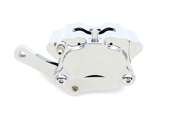 V-Twin - 23-0279 - Chrome Billet Front 4-Piston Left Side Caliper with Bracket