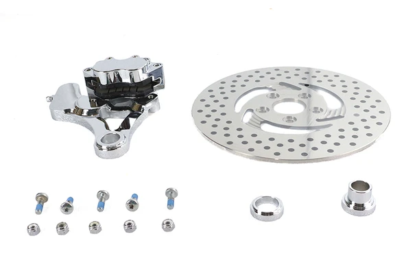 V-Twin - 23-0281 - Chrome Rear 4 Piston Caliper and 11-1/2 inch Disc Kit - Fits 1987-1999 Harley-Davidson FLST, FXST