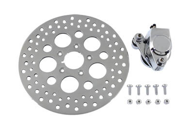 V-Twin - 23-0541 - Chrome Front Left Side Caliper and 11-1/2 inch Disc Kit - Fits 1984-1999 Harley-Davidson FXST, 1991-1999 FXDWG, 1986-1999 FLST