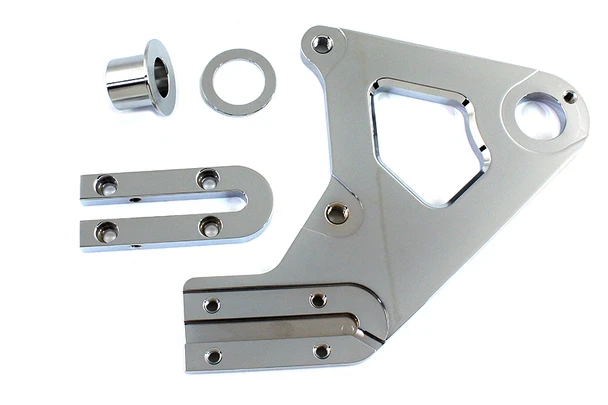 V-Twin - 23-0792 - Chrome Left Side Rear Brake Caliper Bracket - Fits 1987-1999 Harley-Davidson FLST, FXST