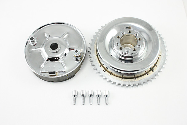 V-Twin - 23-0877 - Rear Mechanical Brake Drum Kit Chrome - Fits 1937-1948 Harley-Davidson UL, 1936-1940 EL, 1947-1957 FL