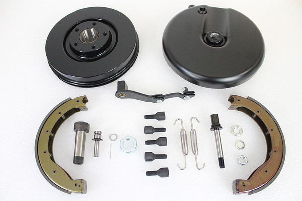 V-Twin - 23-1002 - Front Brake Backing Plate Kit Black - Fits 1969-1971 Harley-Davidson FL