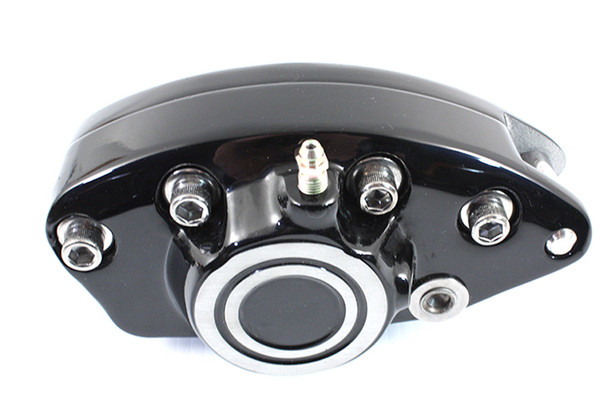 V-Twin - 23-1545 - Black Front 1 Piston Banana Caliper with Bullseye