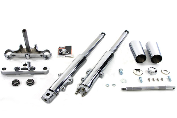 V-Twin - 24-0579 - Fork Assembly with Chrome Sliders Stock Length - Fits 2000-2006 Harley-Davidson FLST