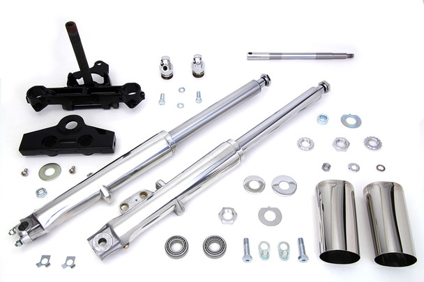 V-Twin - 24-0790 - 41mm Adjustable Fork Tube Assembly with Polished Sliders - Fits 1972-1984 Harley-Davidson FL