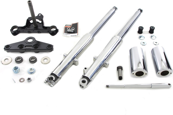 V-Twin - 24-0880 - Fork Assembly with Polished Sliders Right Side Drum Brake