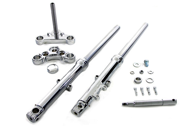 V-Twin - 24-8563 - 39mm Fork Assembly Chrome Single Disc with Chrome Sliders V-Twin - 24-8563 - 39mm Fork Assembly Chrome Single Disc with Chrome Sliders