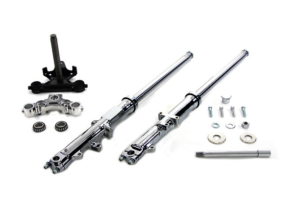 V-Twin - 24-8567 - 35mm Fork Assembly with Chrome Sliders Dual Disc - Fits 1977-1983 Harley-Davidson FXE