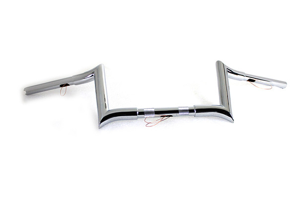 V-Twin - 25-1200 - 8 inch Chrome Z-Bar Handlebar with Indents