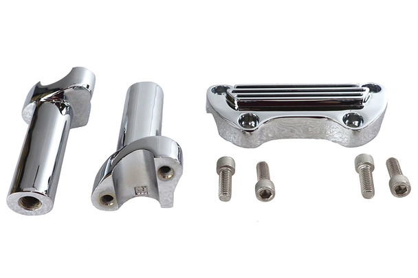 V-Twin - 25-2116 - 4-1/4 inch Straight Riser Kit Chrome - Fits 1984-2006 Harley-Davidson FXST, 1980-1984 FX