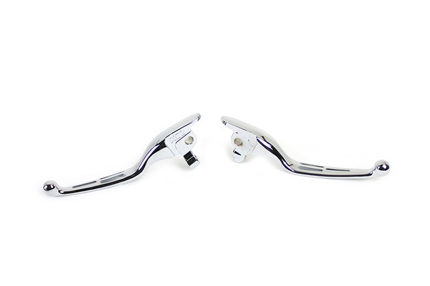 V-Twin - 26-0006 - M8 Chrome 3-Slot Hand Lever Set with Pin