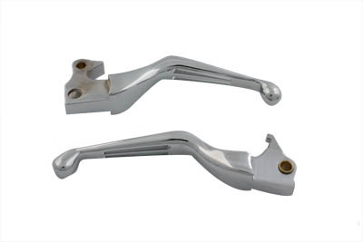 V-Twin - 26-0784 - Chrome Slotted Hand Lever Set - Fits 2007-2013 Harley-Davidson XL