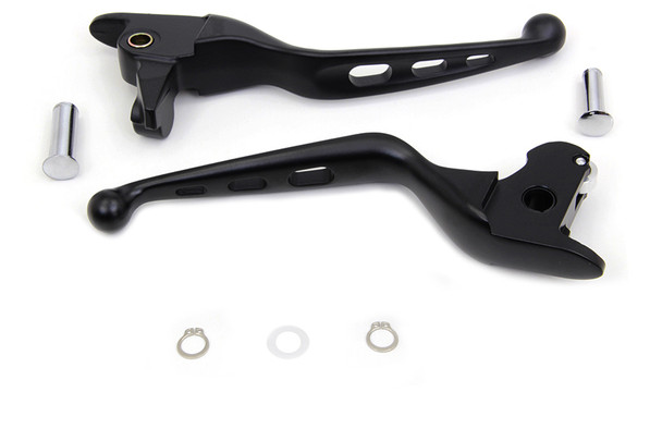 V-Twin - 26-0801 - Black Drilled Hand Lever Set