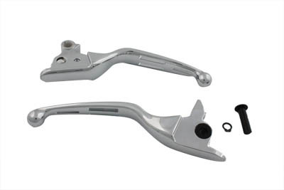 V-Twin - 26-0895 - Chrome Slotted Hand Lever Set - Fits 2008-2013 Harley-Davidson FLT
